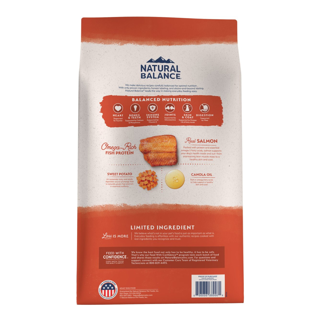 Natural Balance Limited Ingredient Grain Free Salmon & Sweet Potato Recipe Dog Dry Food Bag, 24-lb image number null