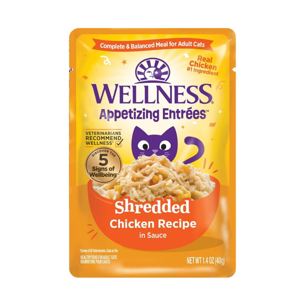 Wellness Appetizing Entrées Shredded Chicken Recipe in Sauce Wet Cat Food Pouch, 1.4-oz image number null