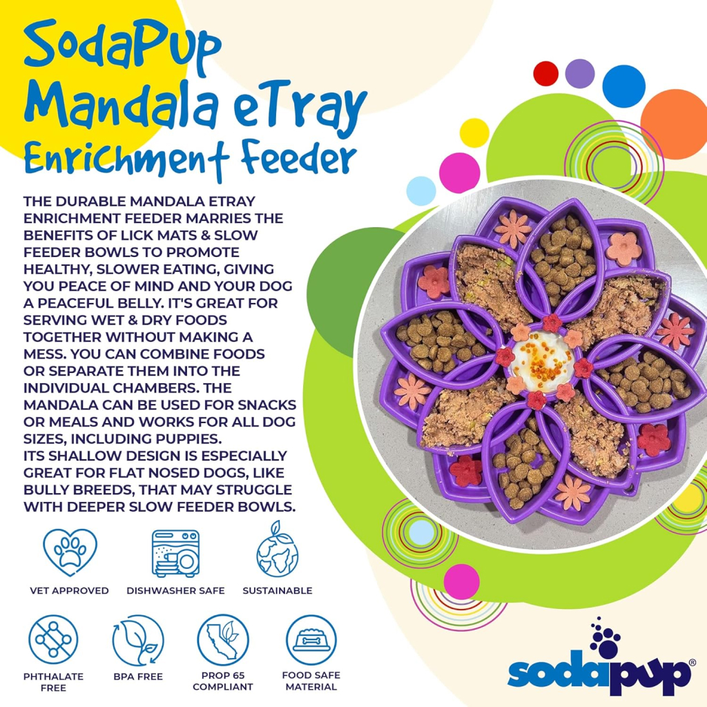 Soda Pup Mandala Enrichment Shallow Slow Feeding Tray, Purple image number null