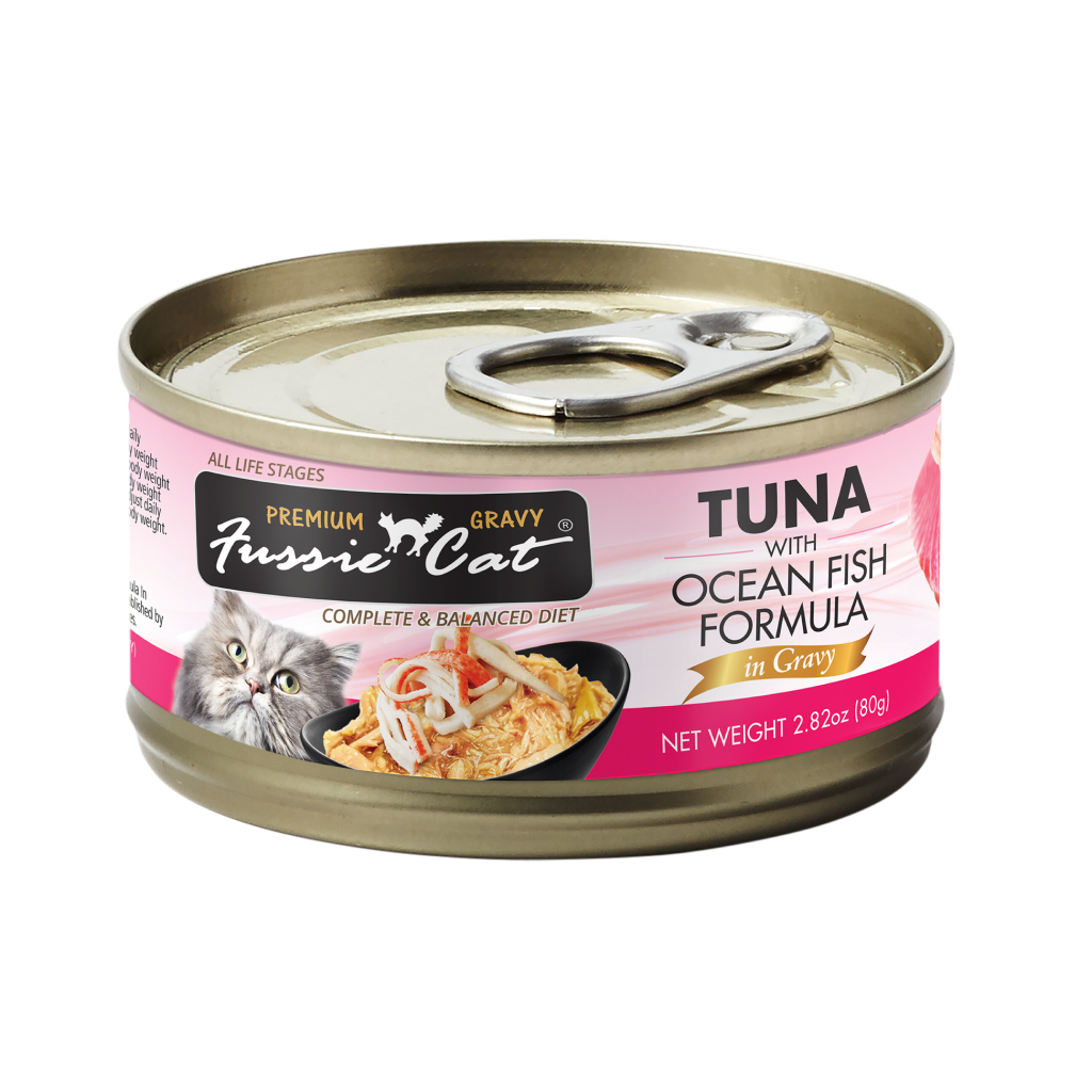 Fussie Cat Premium Tuna with Oceanfish in gravy Can, 2.82-oz image number null