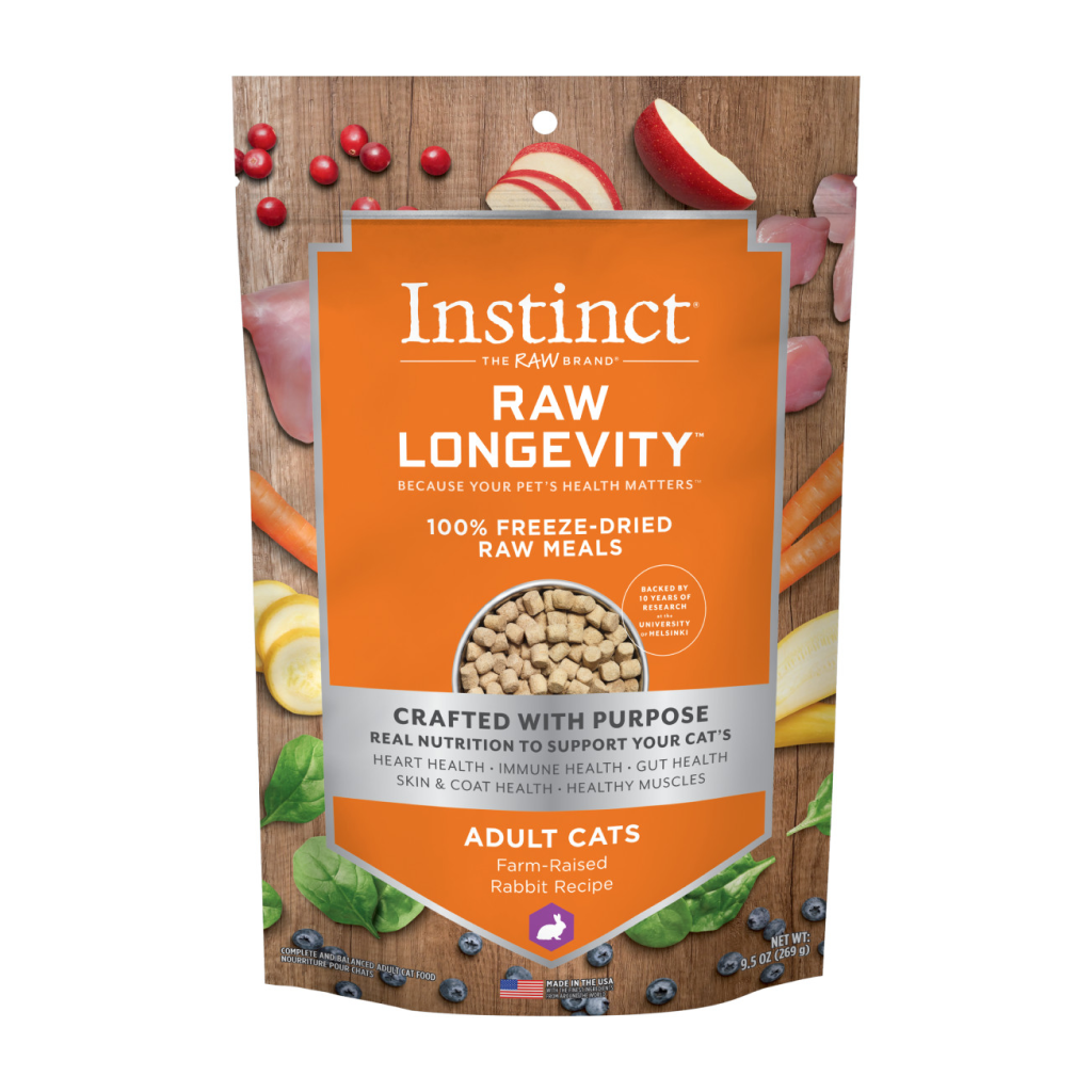 Instinct Freeze-Dried Raw Longevity Adult Rabbit Bites Cat Food , 9.5-oz image number null