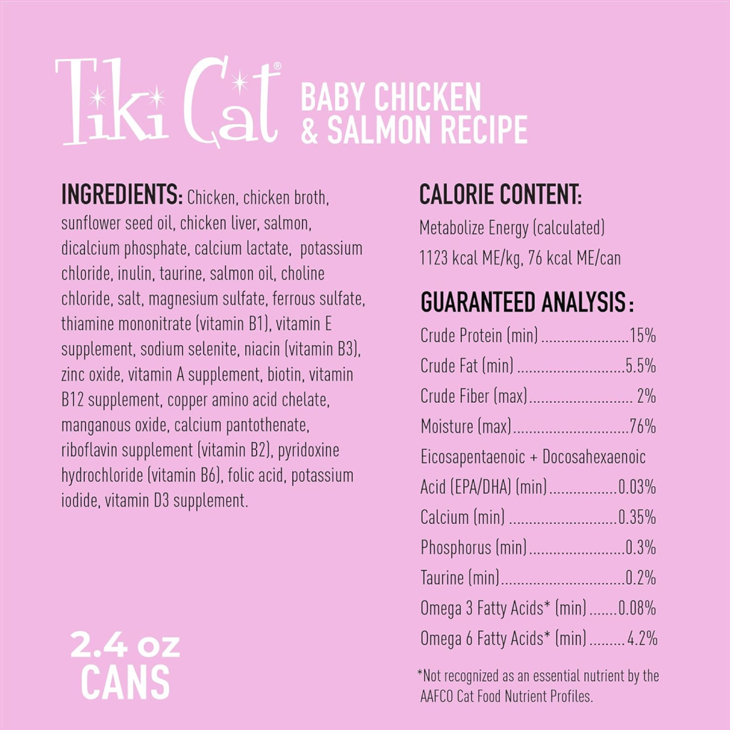 Tiki Cat Baby Wet Cat Food for Kittens Chicken & Salmon Can, 2.4-oz image number null