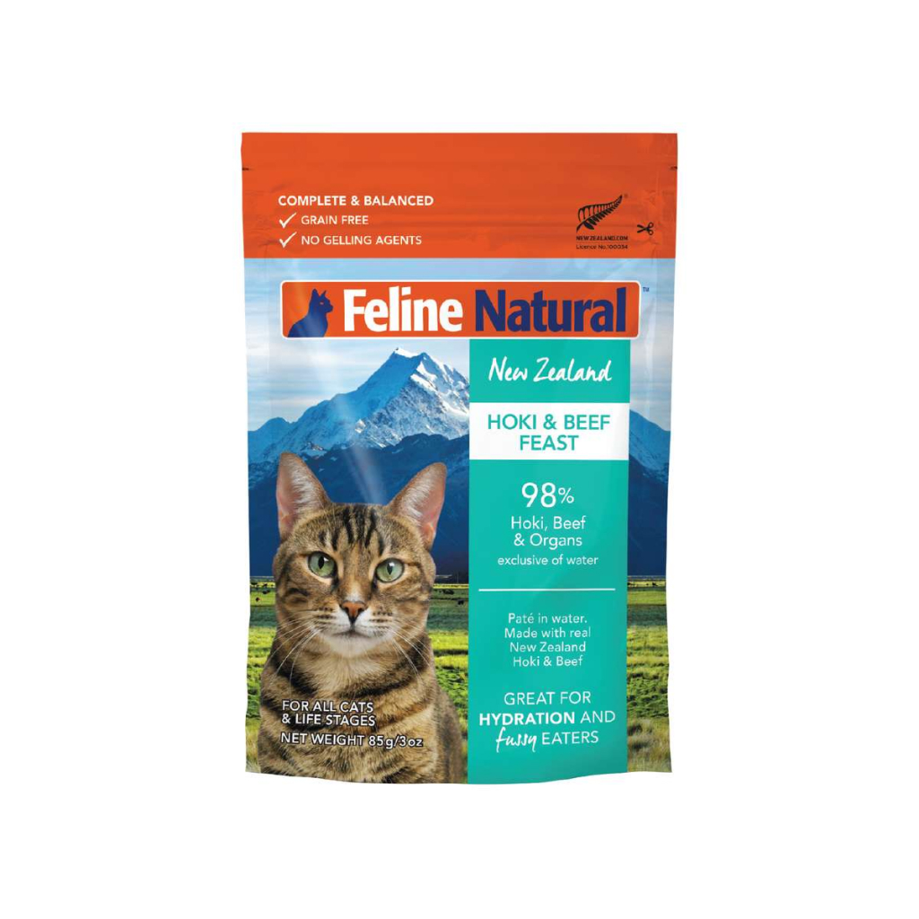 Feline Natural Hoki & Beef Feast Grain-Free Pouch, 3-oz image number null