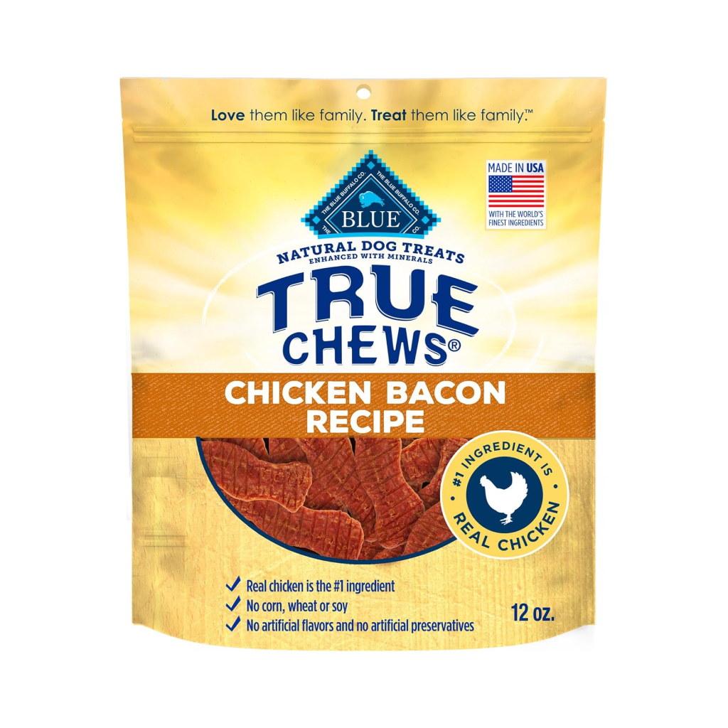 Blue Buffalo BLUE True Chews Premium Jerky Cuts Chicken Bacon Recipe Natural Dog Treats, 12-oz image number null