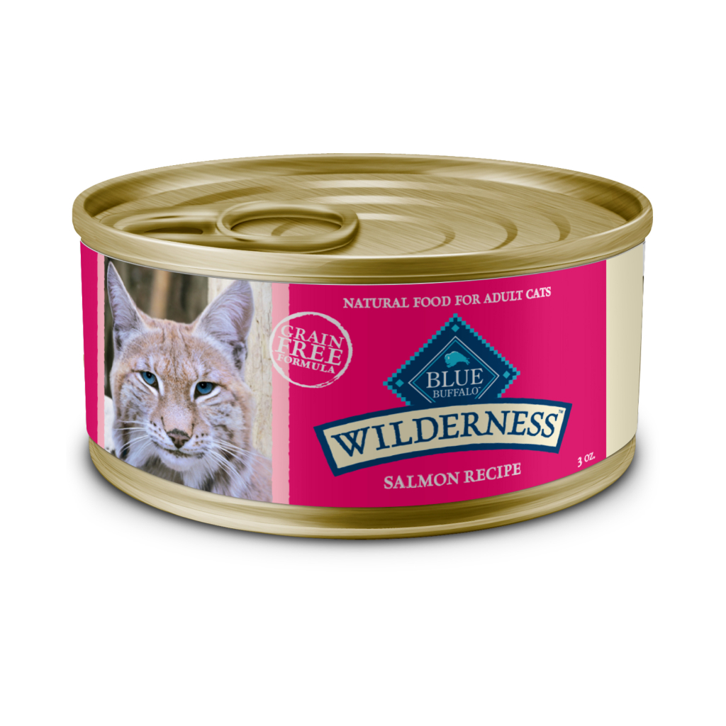 Blue Buffalo Wilderness Natural High-Protein Grain-Free Salmon Paté Adult Wet Canned Cat Food, 3-oz image number null