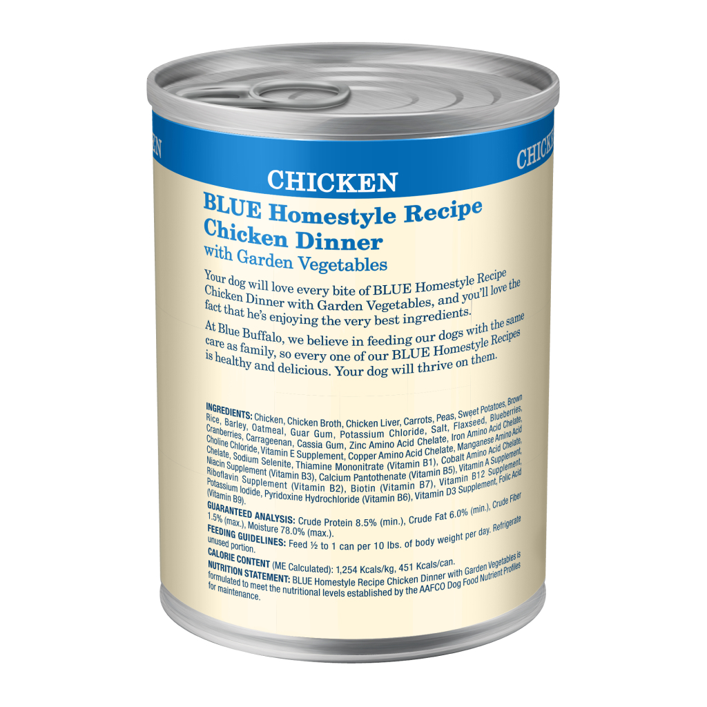 Blue Buffalo Homestyle Recipe Chicken Dinner With Garden Vegetables Adult Wet Canned Dog Food, 12.5-oz image number null