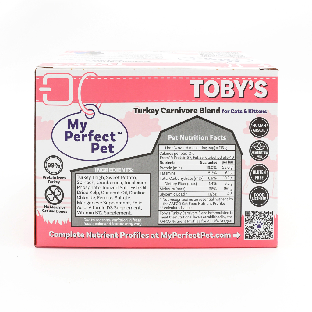 FROZEN My Perfect Pet Toby’s Turkey Carnivore Blend Gently Cooked Cat and Kitten Food (12-pack), 3-lb image number null