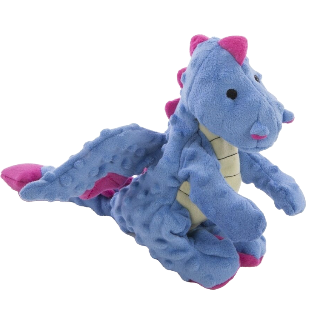 Godog Dragons With Chew Guard Technology Durable Plush Squeaker Dog Toy Periwinkle Large