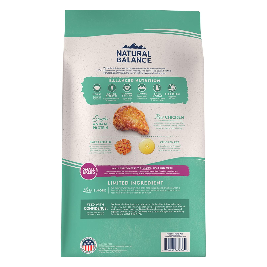 Natural Balance Limited Ingredient Grain Free Chicken & Sweet Potato Small Breed Recipe Dog Dry Food Bag, 4-lb image number null