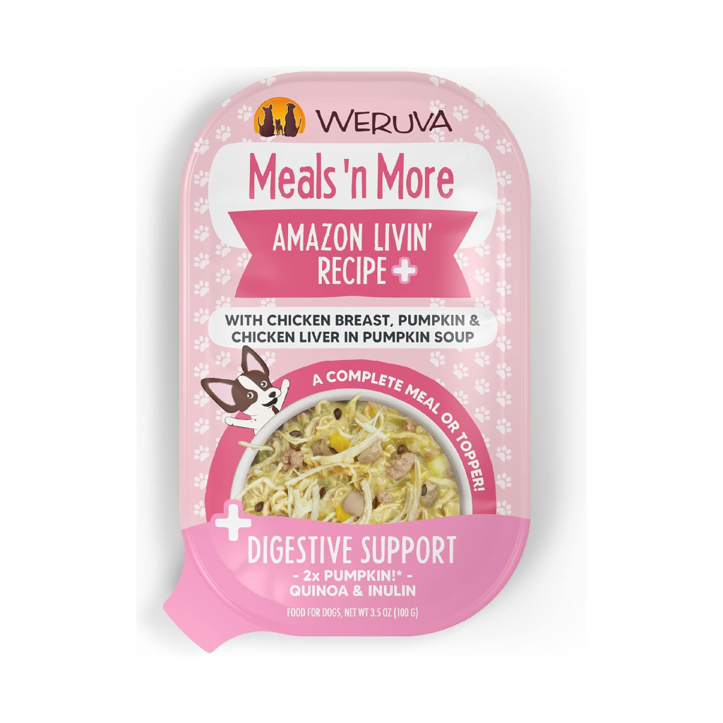 Weruva Meals 'n More Amazon Livin' Recipe Plus Digestive Support Wet Dog Food Cup, 3.5-oz image number null