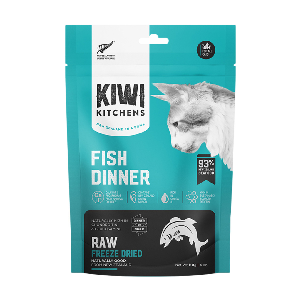 Kiwi Kitchens Raw Freeze Dried Fish Dinner Cat Food, 4-oz image number null