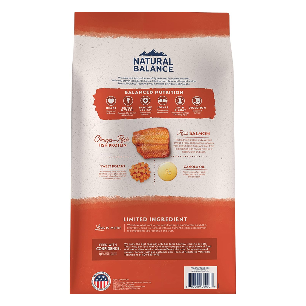 Natural Balance Limited Ingredient Grain Free Salmon & Sweet Potato Recipe Dog Dry Food Bag, 4-lb image number null