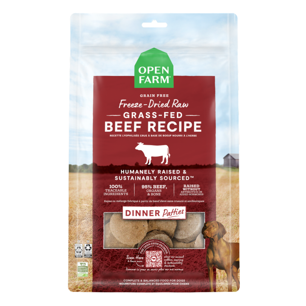 Open Farm Freeze-Dried Raw Patties Grass-fed Beef Recipe Dog Food, 10.5-oz image number null