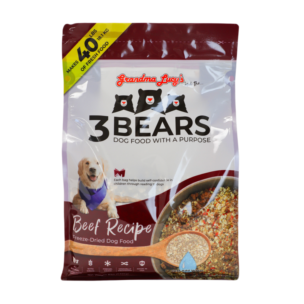 Grandma Lucy's 3 Bears Beef Freeze-Dried Dog Food, 8-lb image number null