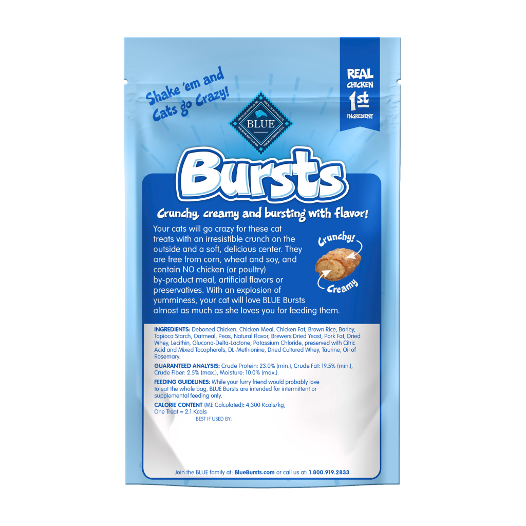 Blue Buffalo Bursts Paw-Lickin' Chicken Crunchy & CreamyCat Treats for Training, 2-oz image number null