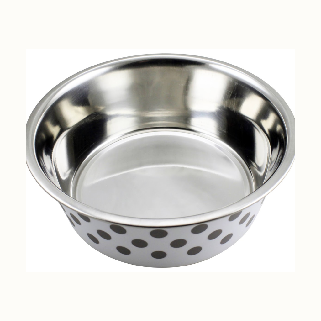 Indipets White Polka Dot Large Buster Bowl, 54-oz image number null