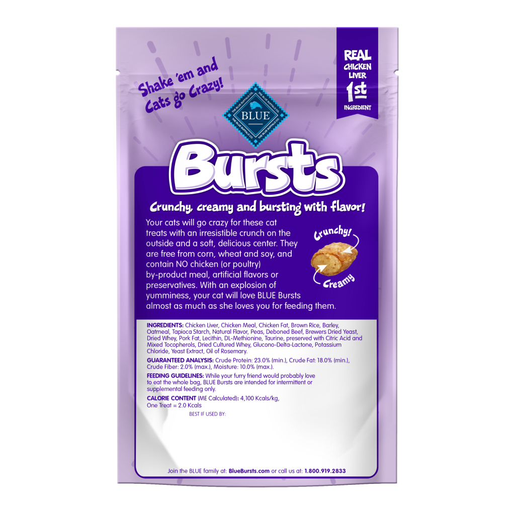 Blue Buffalo Bursts Delish Liver & Beef Crunchy & CreamyCat Treats for Training, 2-oz image number null