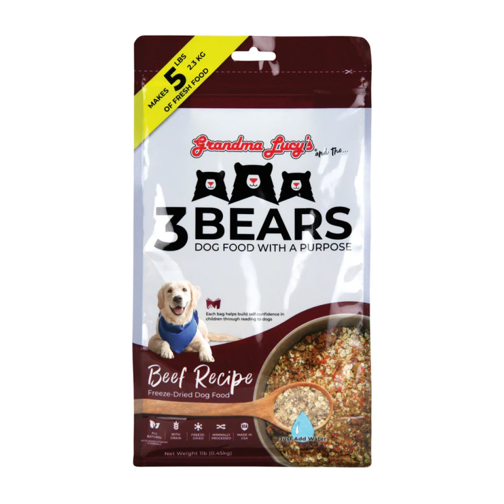Grandma Lucy's 3 Bears Beef Freeze-Dried Dog Food, 1-lb image number null