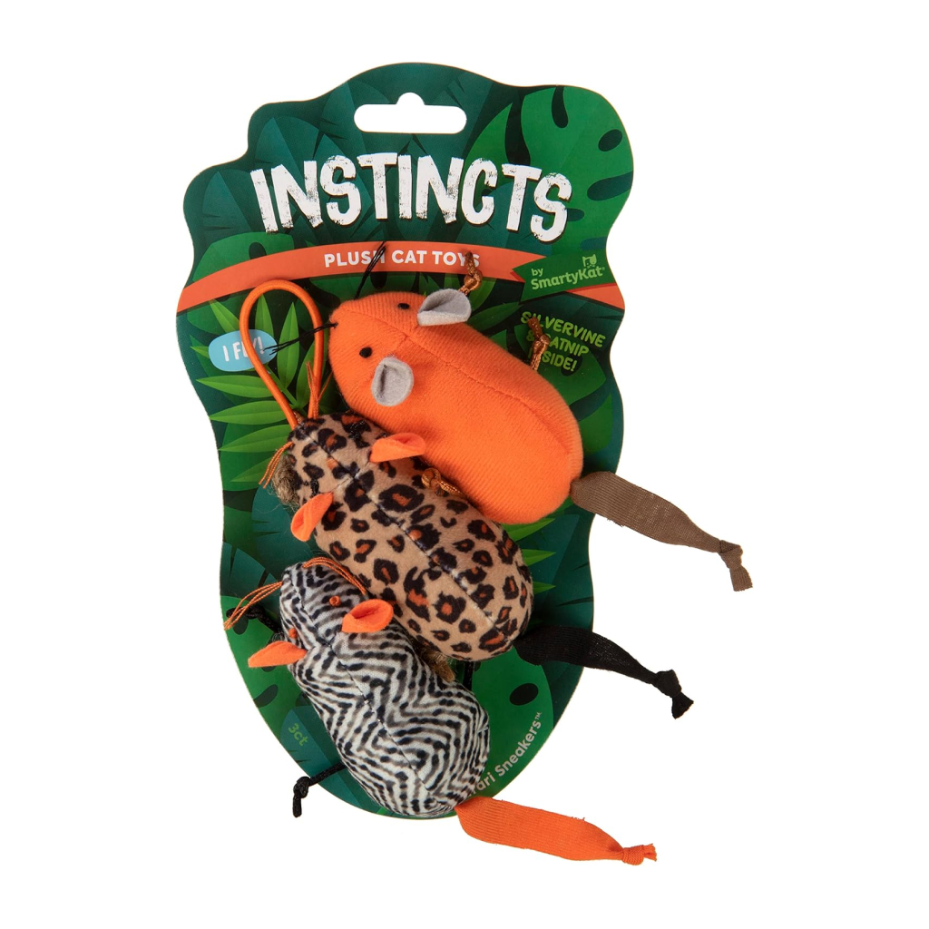 Instincts by SmartyKat Safari Sneakers Mice Cat Toys, 3-pack image number null