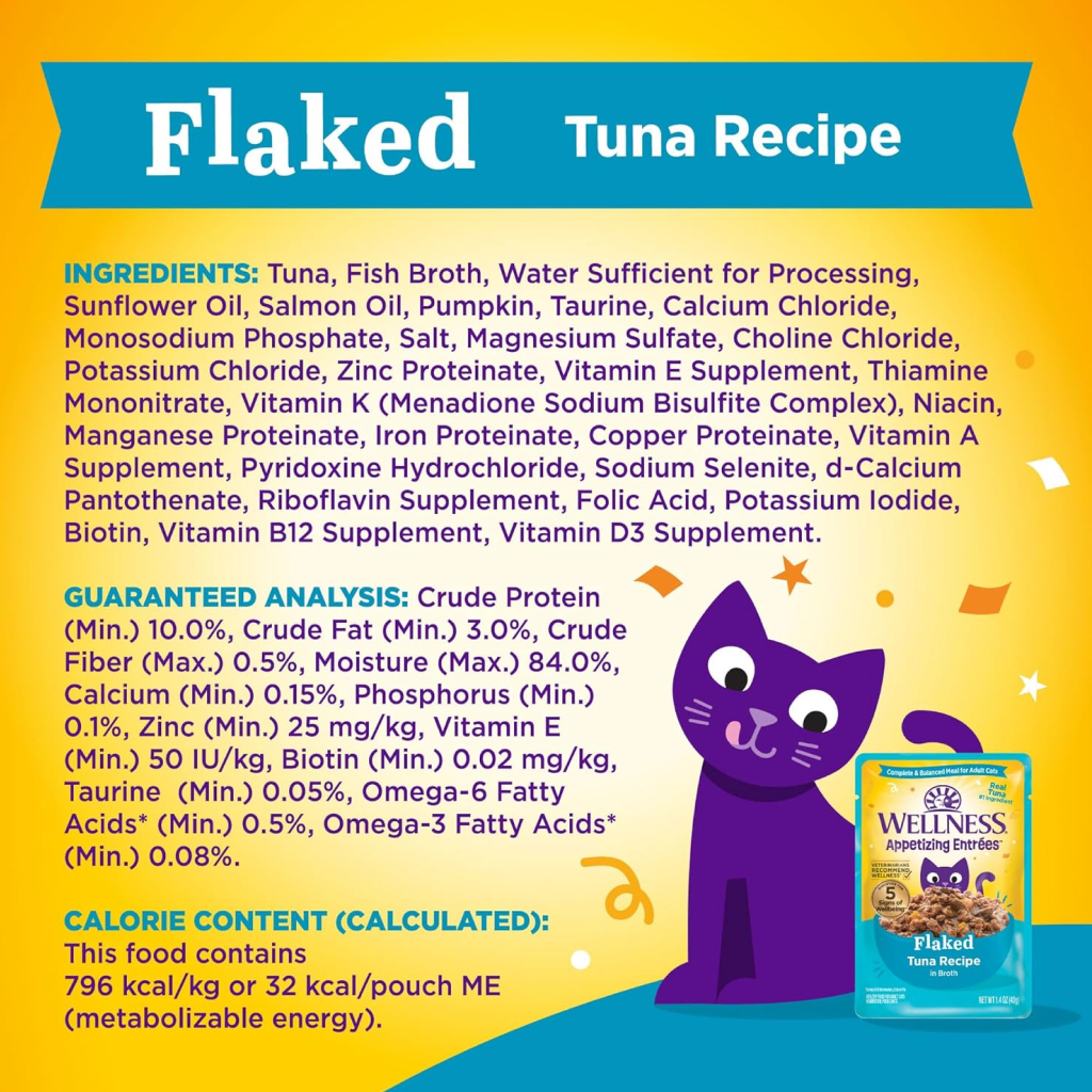 Wellness Appetizing Entrées Flaked Tuna Recipe in Sauce Wet Cat Food Pouch, 1.4-oz image number null