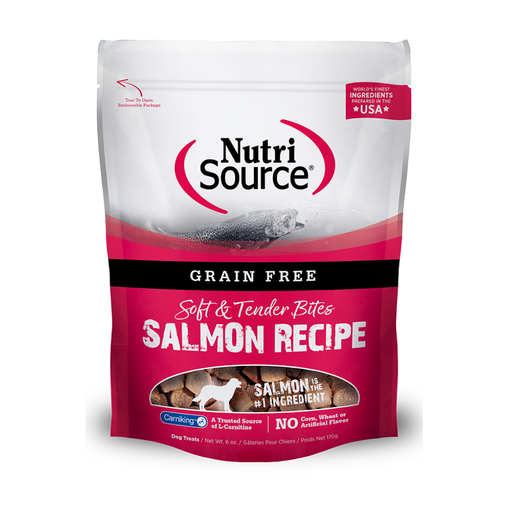 NutriSource Grain Free Salmon Bites Dog Treats, 6-oz image number null