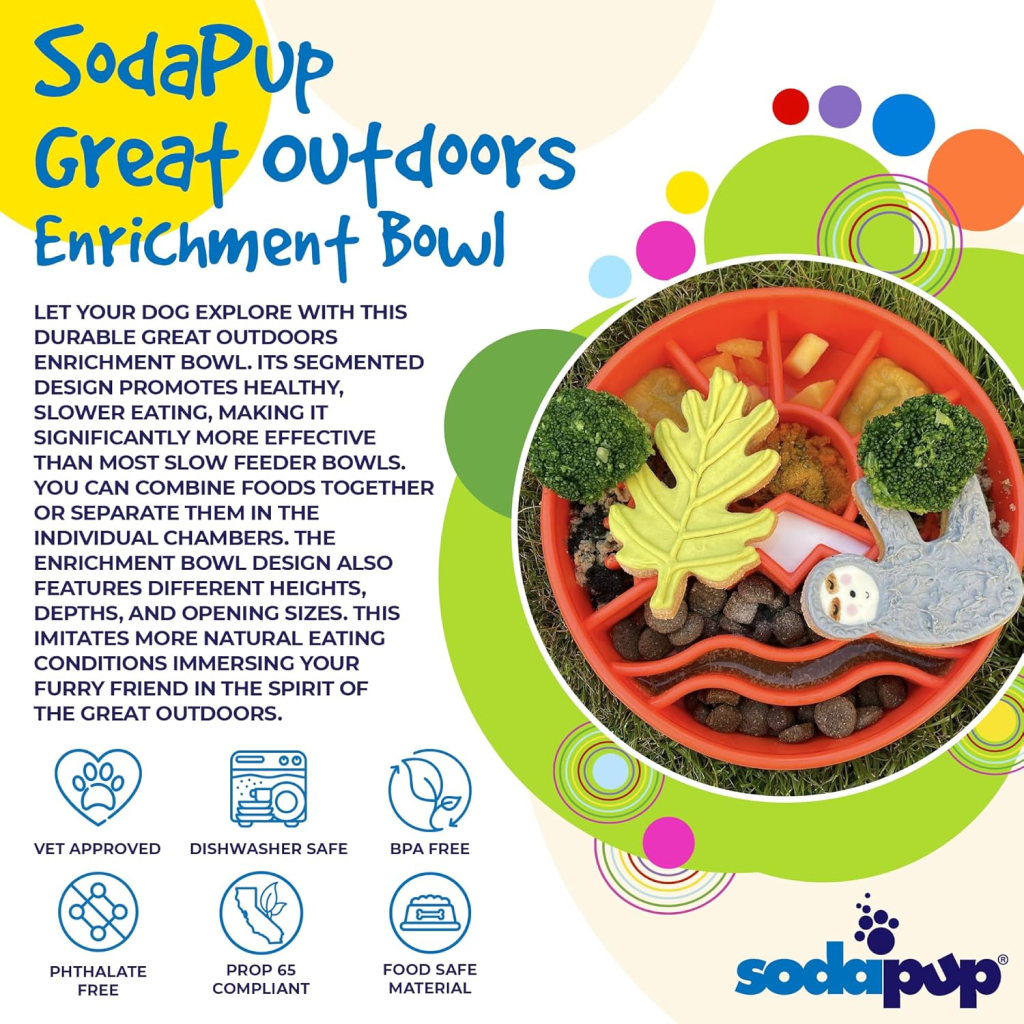 Soda Pup Great Outdoors Enrichment Deep Slow Feeder Bowl, Orange image number null