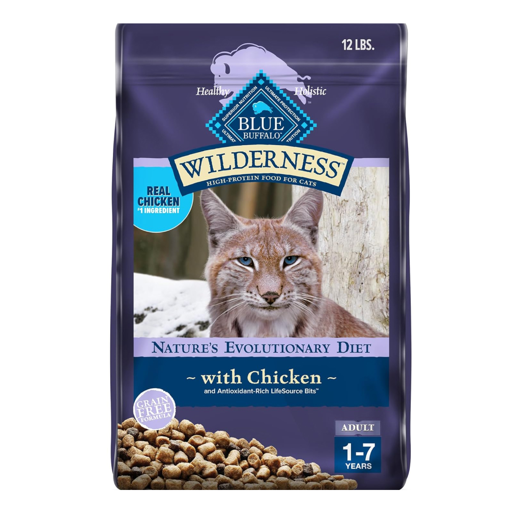 Blue Buffalo Wilderness Nature's Evolutionary Diet High-Protein Grain-Free Chicken Adult Dry Cat Food, 12-lb image number null