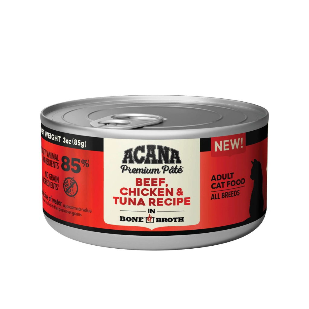 ACANA Beef, Chicken + Tuna Recipe in Bone Broth, 3-oz image number null