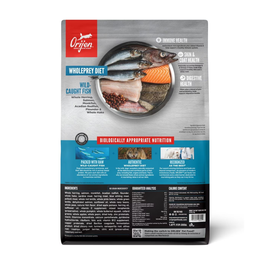 Orijen Six Fish Dog Food Back image number null