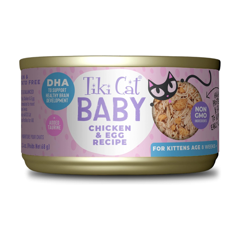 Tiki Cat Baby Wet Cat Food for Kittens Chicken & Egg Can, 2.4-oz image number null