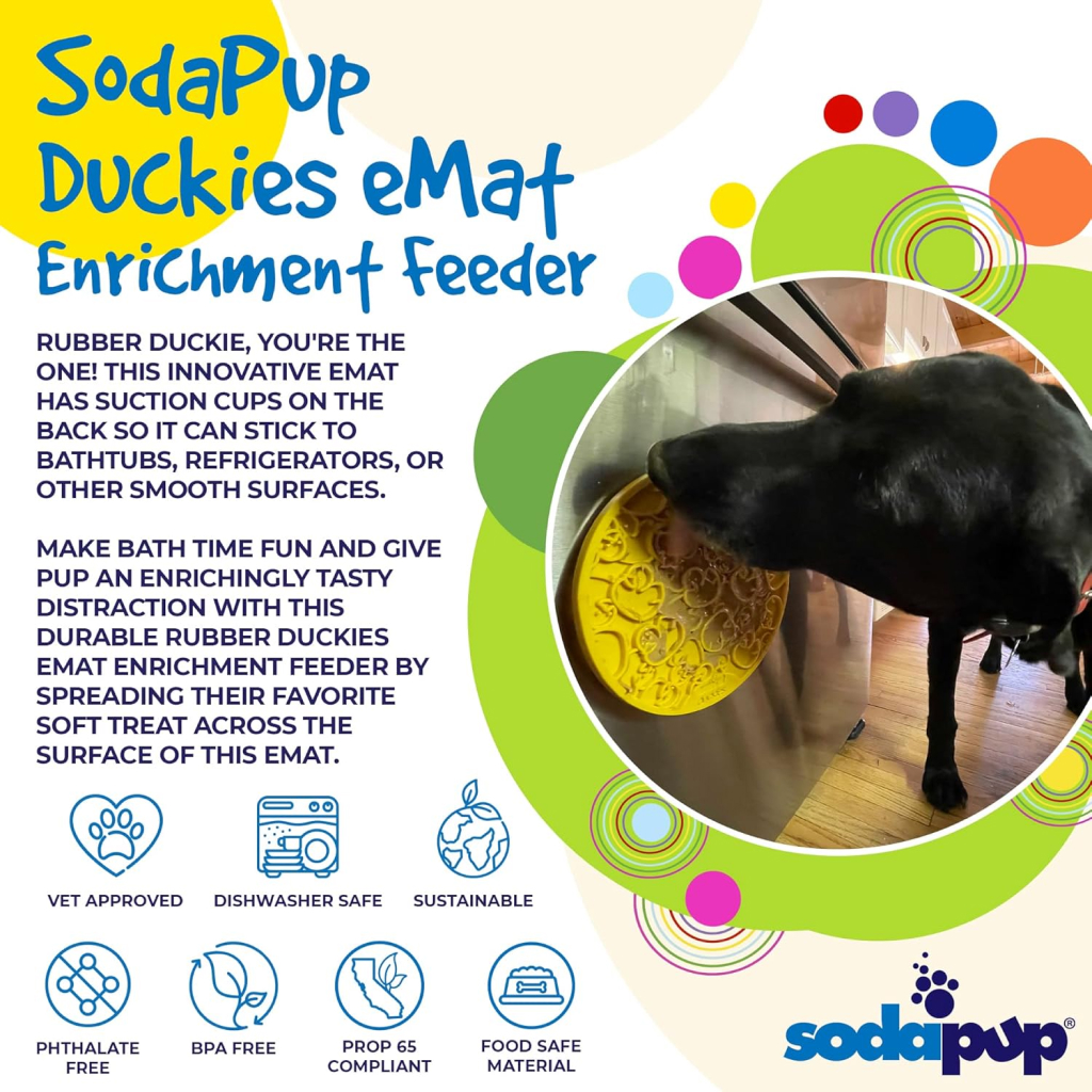 Soda Pup Large Ducky Design Enrichment Lick Mat With Suction Cups, Yellow image number null