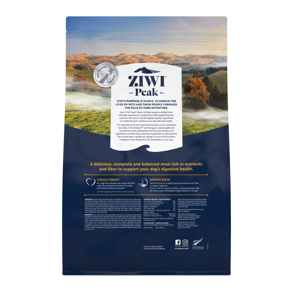 Ziwi Peak Steam & Dried Chicken with Orchard Fruits Recipe Dog Food, 7.1-lb image number null