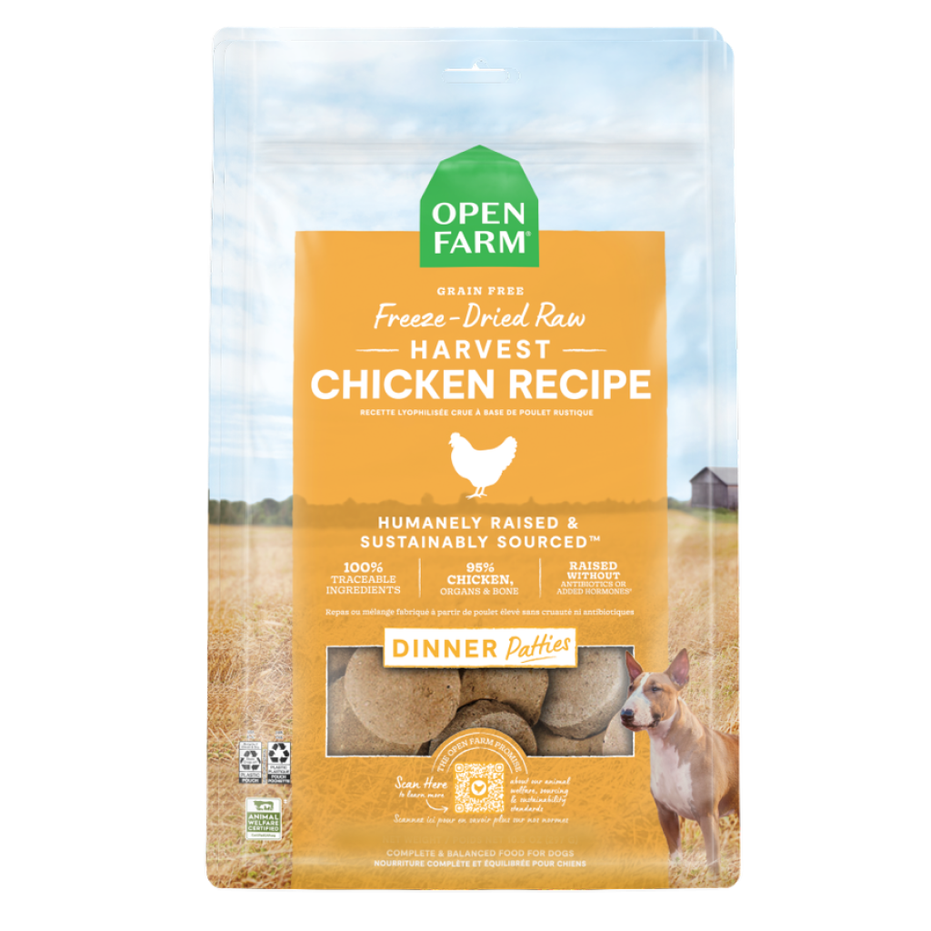 Open Farm Freeze-Dried Raw Patties Harvest Chicken Recipe Dog Food, 10.5-oz image number null