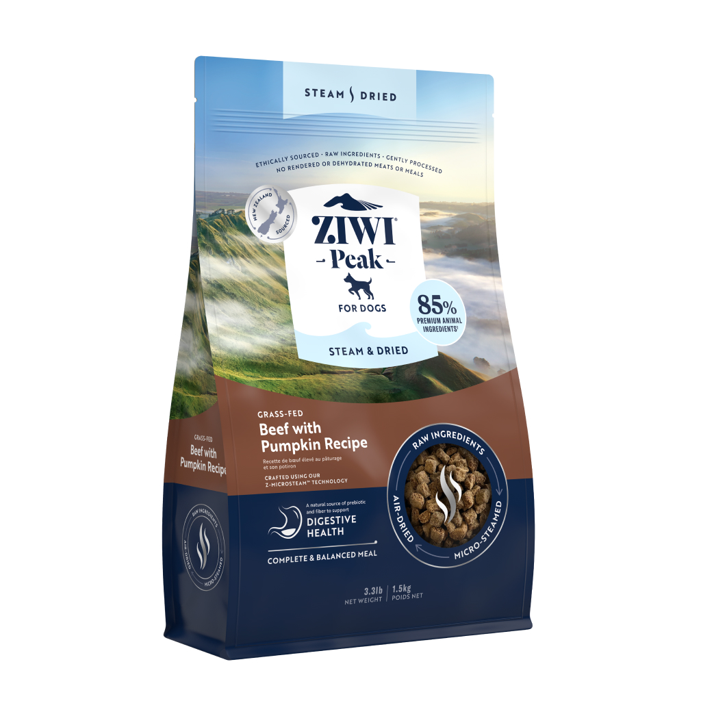 Ziwi Peak Steam & Dried Beef with Pumpkin Recipe Dog Food, 3.3-lb image number null