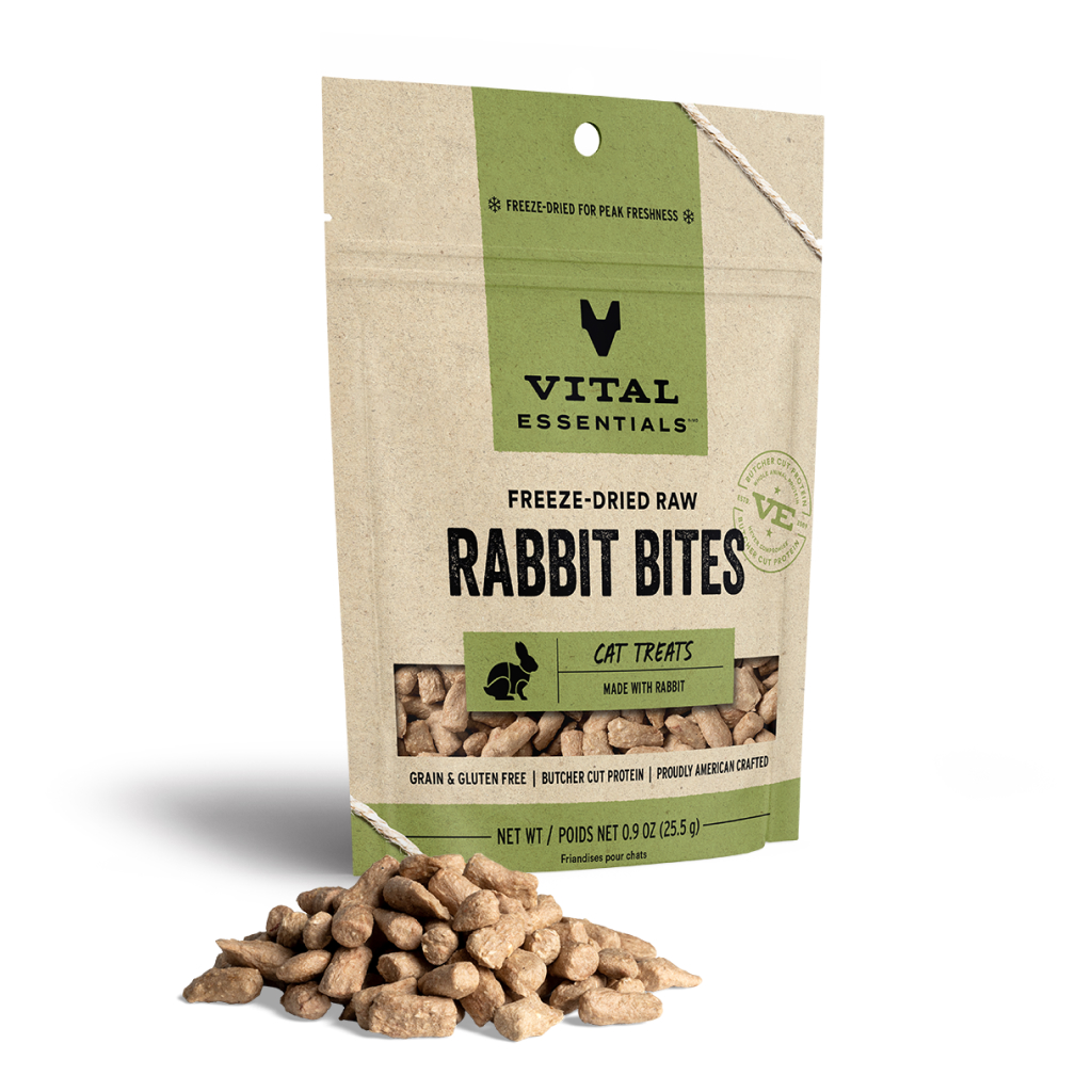 Vital Essentials Freeze-Dried Rabbit Bites Cat Treat Bag, 0.9-oz image number null