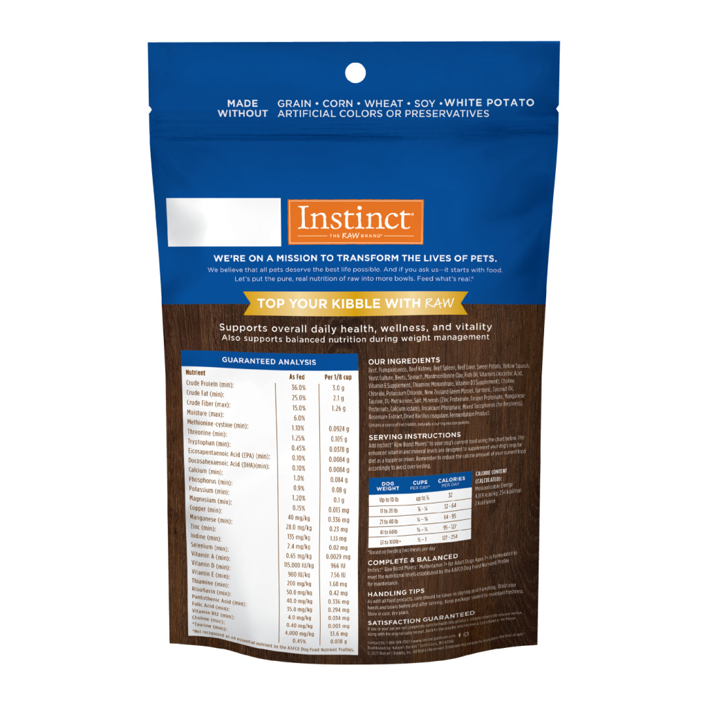 Instinct Freeze-Dried Raw Boost Mixers Grain-Free Multivitamin for Adult Dogs Ages 7+ Food Topper, 5.5-oz image number null