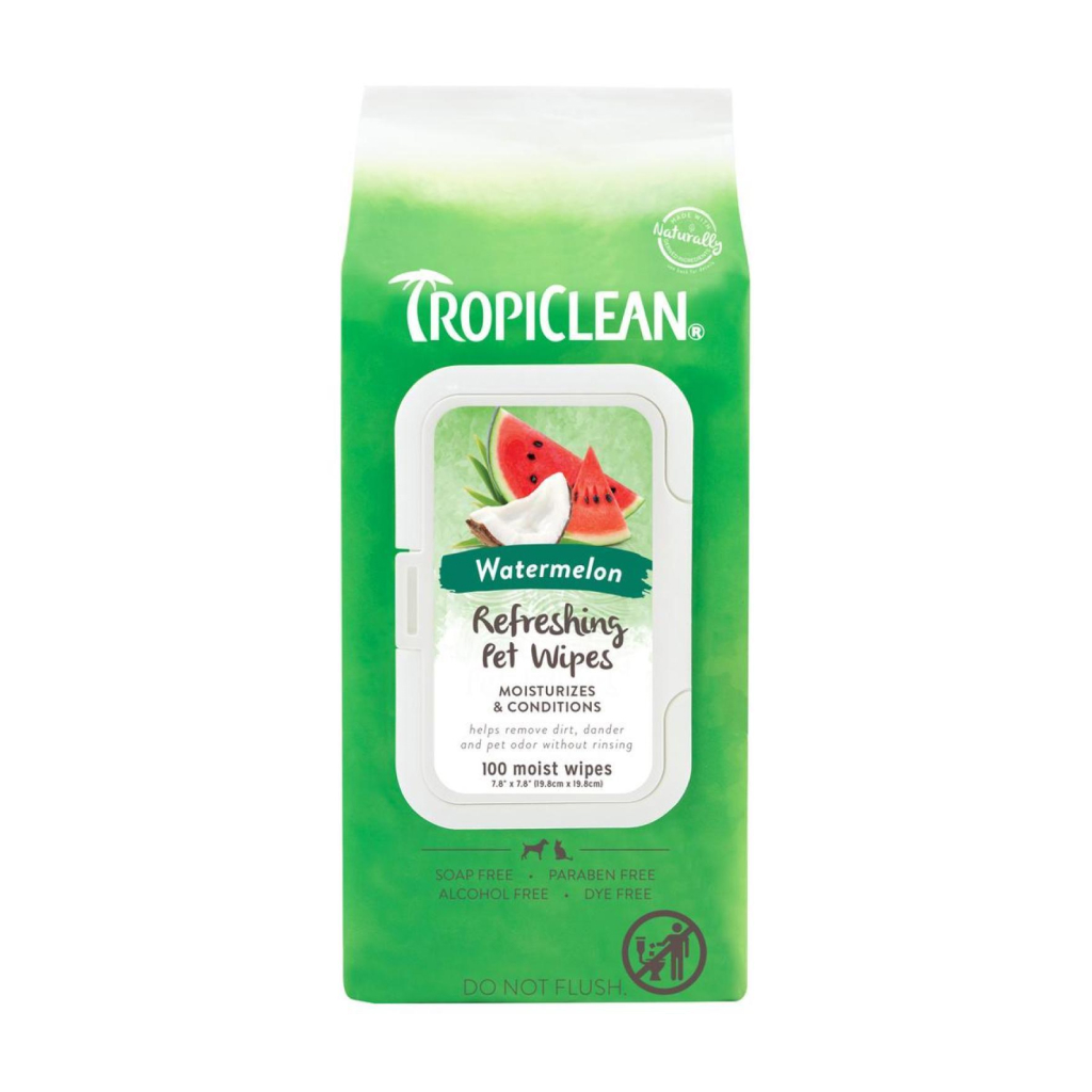 TropiClean Watermelon 2-in-1 Dog Wipes, 100ct image number null