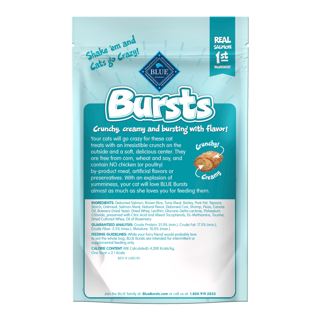 Blue Buffalo Bursts Savory Seafood Crunchy & CreamyCat Treats for Training, 2-oz image number null