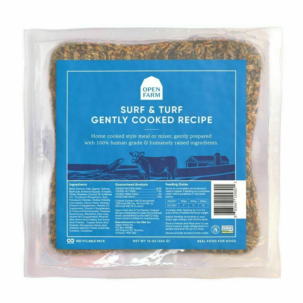 Open Farm Frozen Surf & Turf Gently Cooked Recipe Human Grade Dog Food, 16-oz image number null