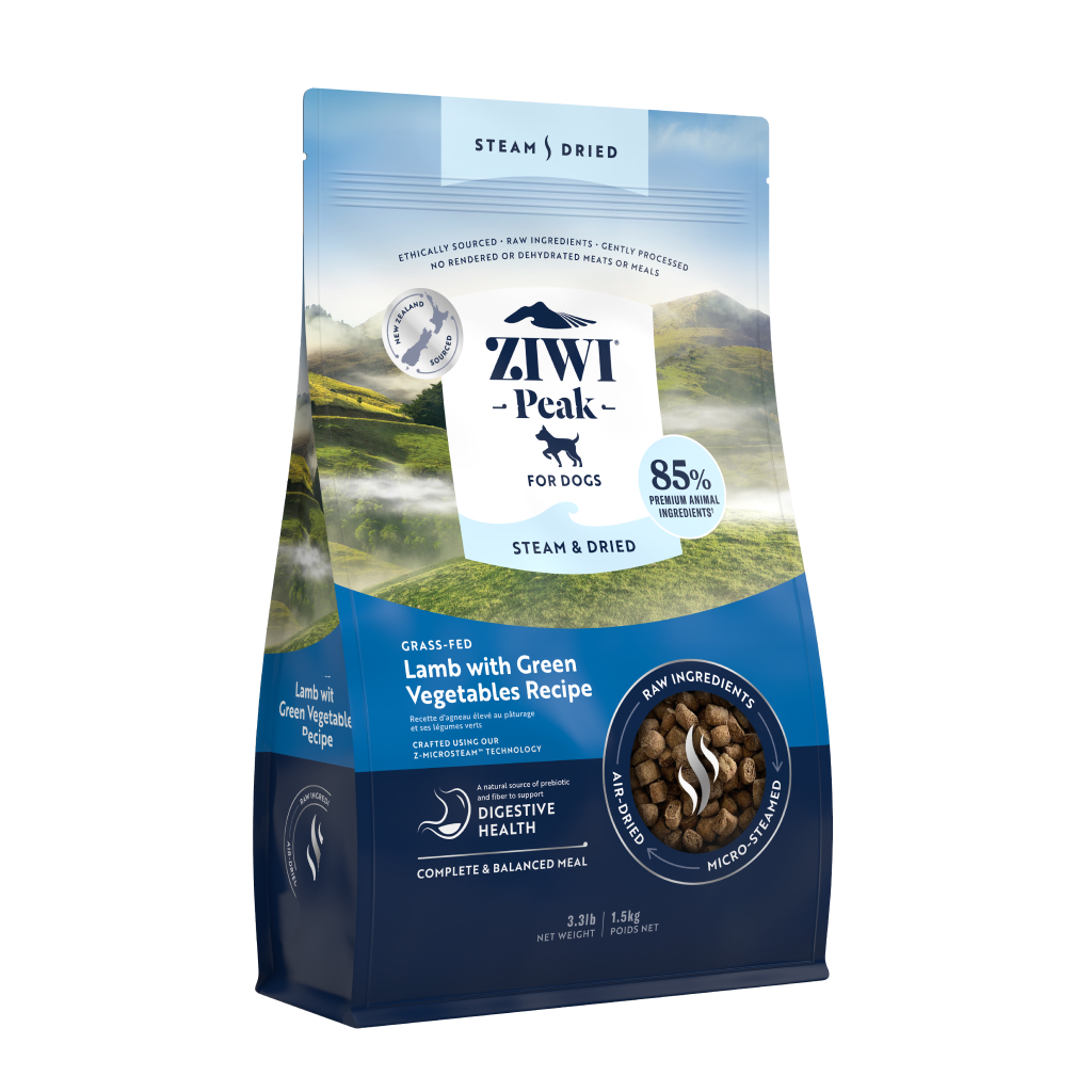 Ziwi Peak Steam & Dried Lamb with Green Vegetables Recipe Dog Food, 3.3-lb image number null