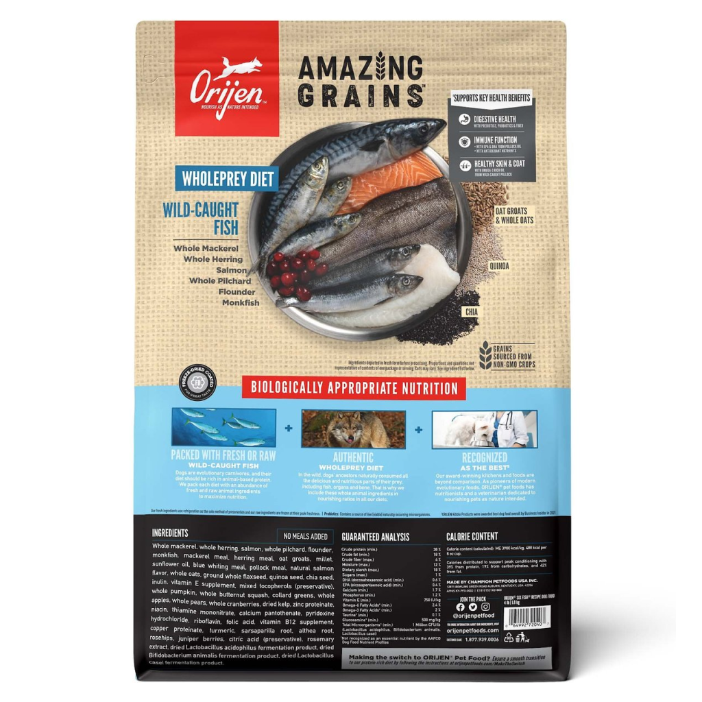 ORIJEN Amazing Grains Six Fish Recipe, 4-lb image number null