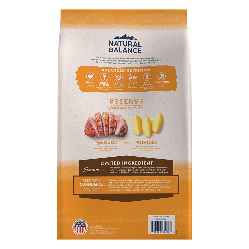 Natural Balance Limited Ingredient Reserve Grain Free Duck & Potato Recipe Dog Dry Food Bag, 4-lb image number null