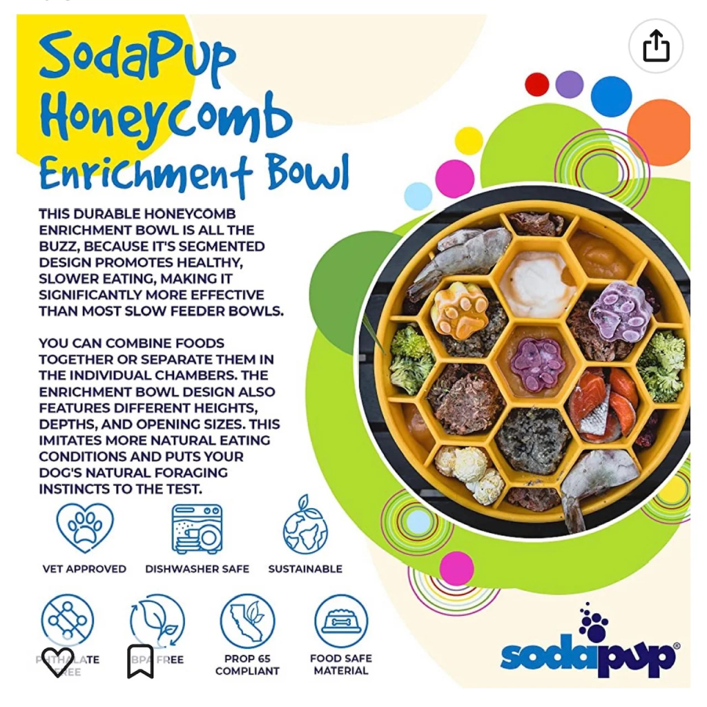 Soda Pup Honeycomb Enrichment Deep Slow Feeder Bowl, Yellow image number null