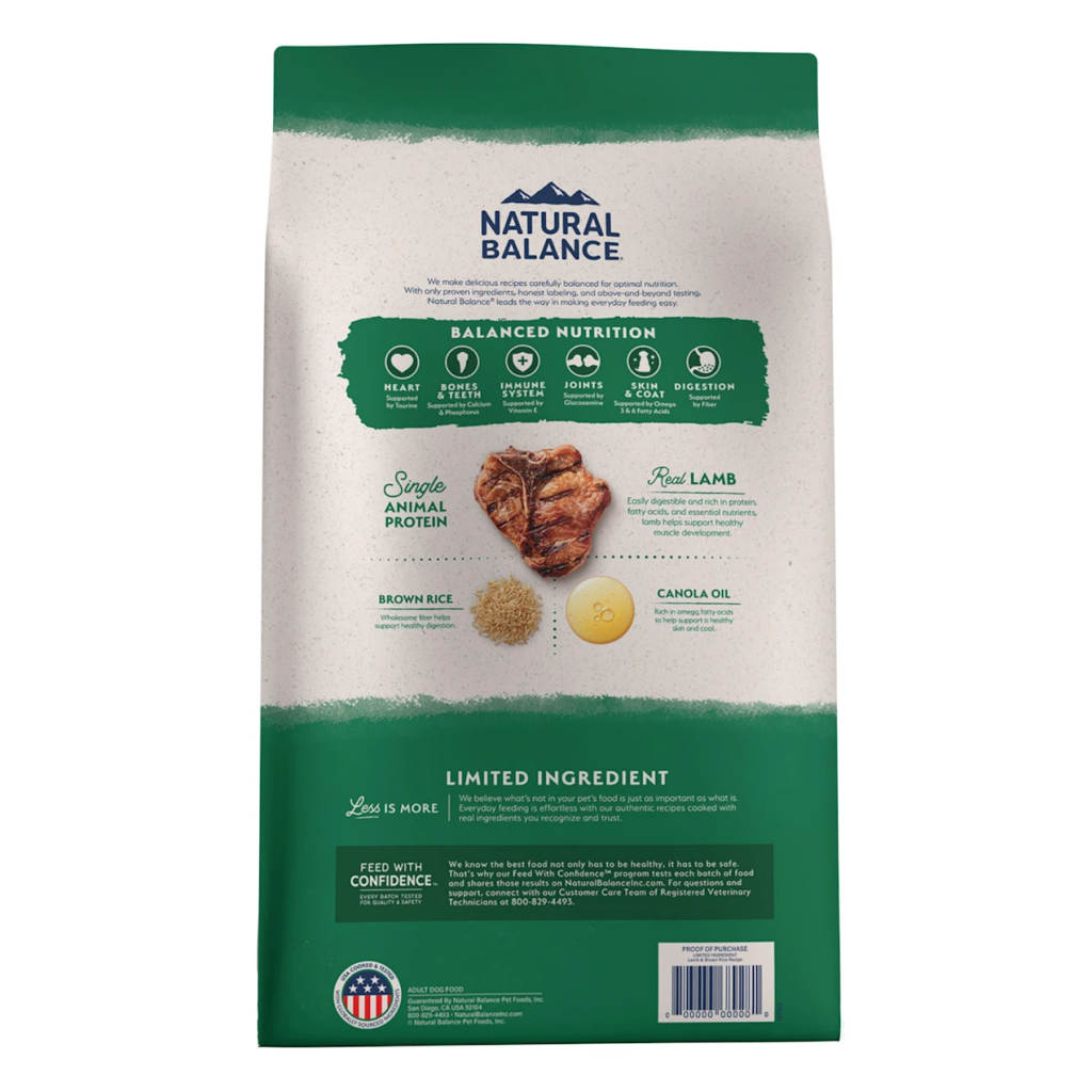 Natural Balance Limited Ingredient Diets Lamb & Brown Rice Formula Dry Dog Food, 24-lbs image number null