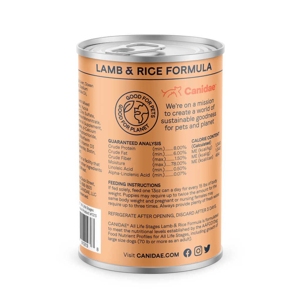 Canidae Lamb & Rice Formula Dog Can, 13-oz image number null