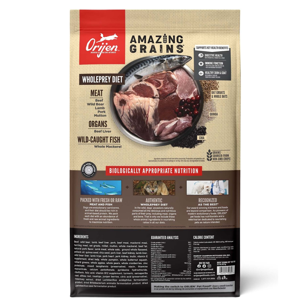 ORIJEN Amazing Grains Regional Red, 22.5-lb image number null