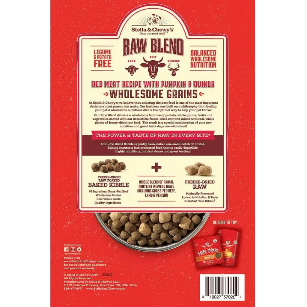 Stella & Chewy's Dog Raw Blend Kibble With Wholesome Grains, Red Meat Recipe image number null