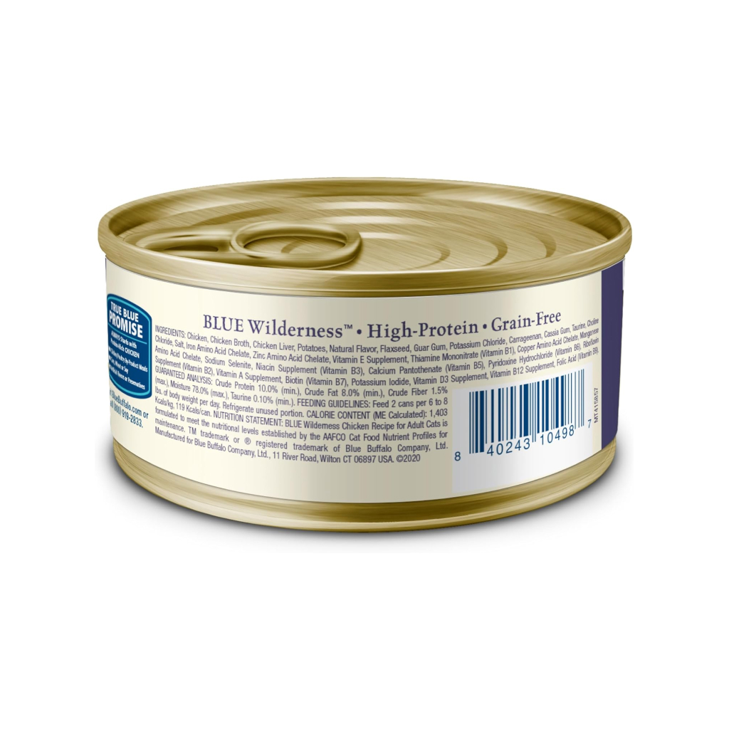 Blue Buffalo Wilderness High-Protein Grain-Free Chicken Paté Recipe Adult Wet Canned Cat Food, 5.5-oz image number null