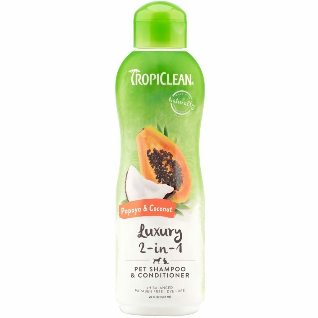 Tropiclean Papaya & Coconut Luxury 2-In-1 Shampoo And Conditioner For Pets, 20-oz - Made In USA image number null