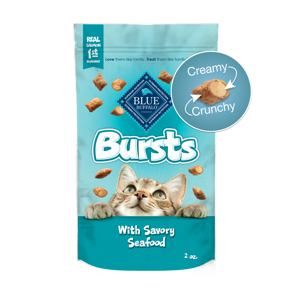 Blue Buffalo Bursts Savory Seafood Crunchy & CreamyCat Treats for Training, 2-oz image number null